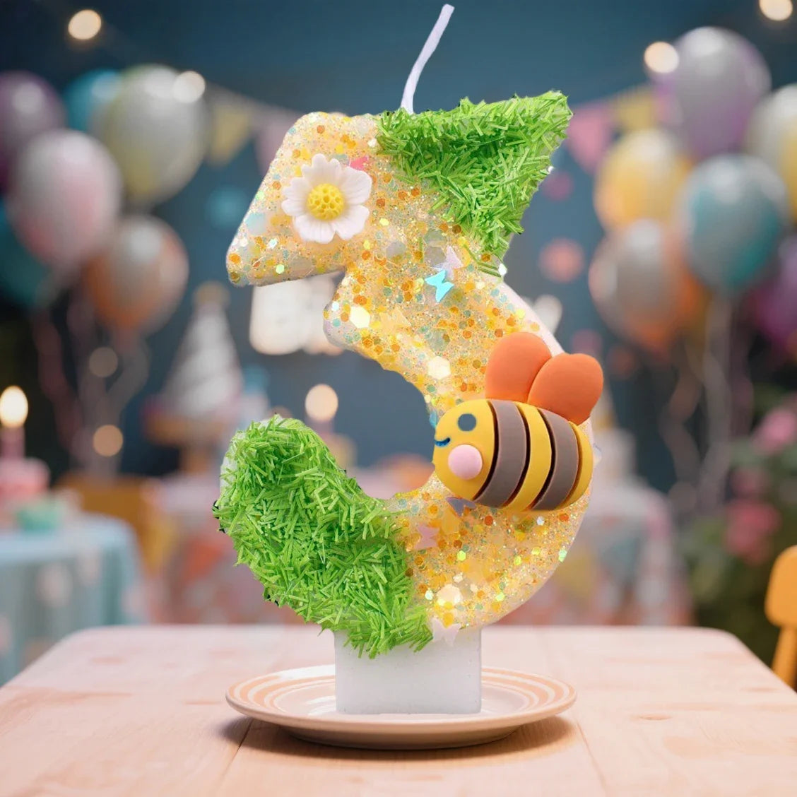 Bee Digital Birthday Cake Candles 0-9 Festive Children's Decorations Zpaxo number 3 B13778D