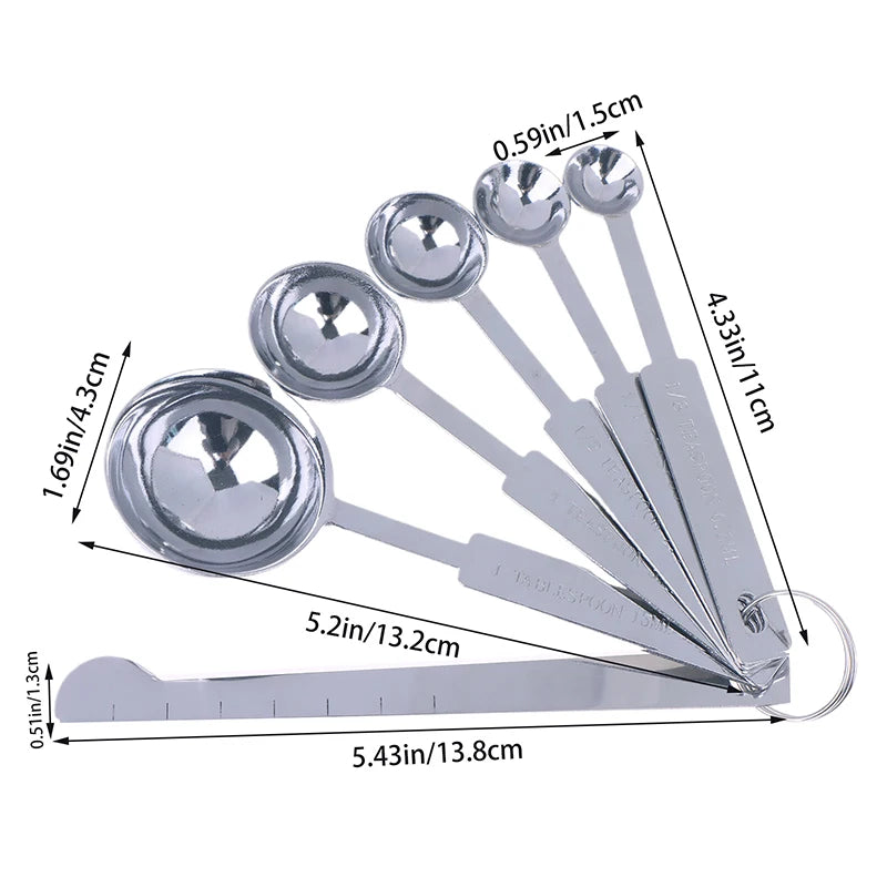 5/6Pcs Measuring Spoons Stackable Kitchen Measuring Spoon Set Stainless Steel Measuring Scoops Set Kitchen Baking Tool Zpaxo