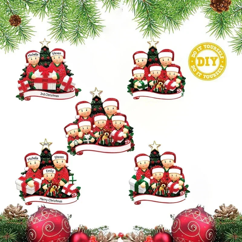 Personalized Resin Family Christmas Tree Ornaments Home Decoration
