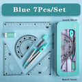 7-Piece Student Math Set – Compass, Ruler & Protractor Kit Student Math Set Zpaxo Blue