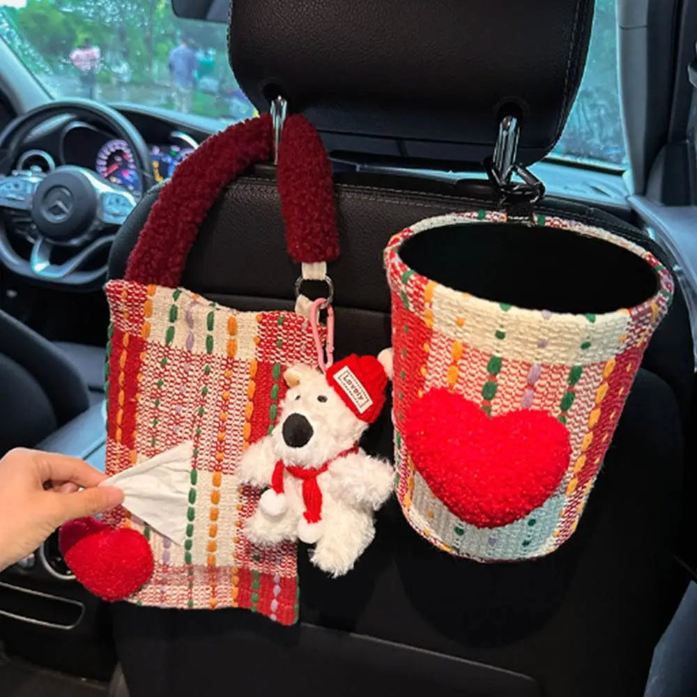 Hanging Car Mounted Garbage Bin Love Pattern Large Capacity Vehicle Zpaxo