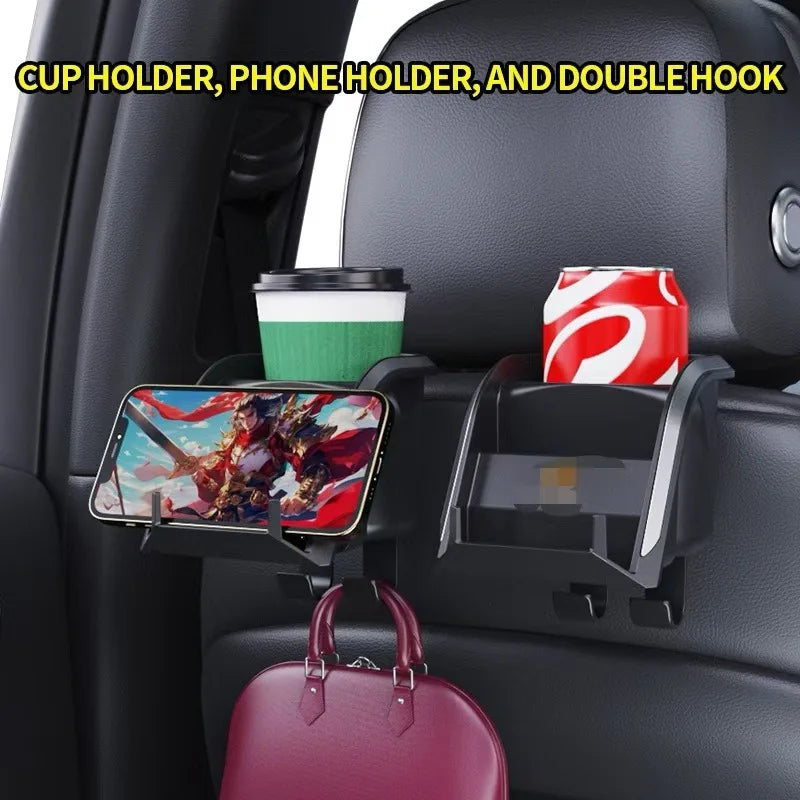 Seat Back Organizer Car Phone Holder Water Cup Multi-functional Hook