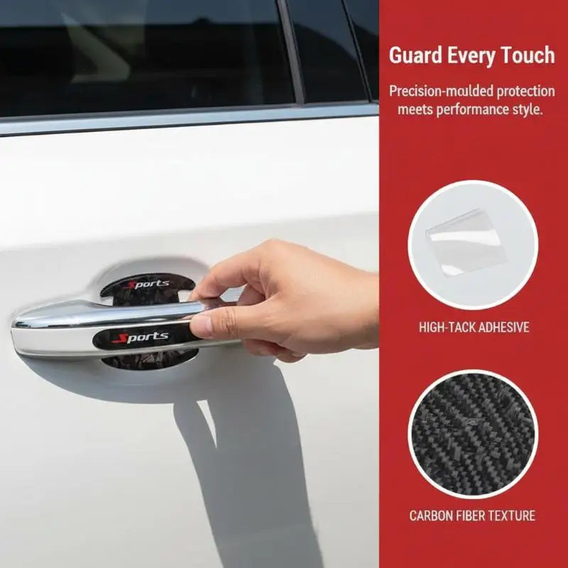 8-Pack Carbon Fibre Car Door Handle Bowl Protector Stickers