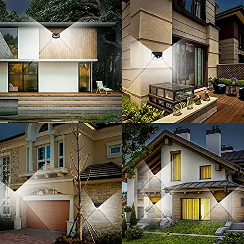 Solar Powered 100 LED Motion Sensor Wall Light, Waterproof Outdoor Security Lamp for Garden, Fence, Yard, Pathway Decoration Zpaxo