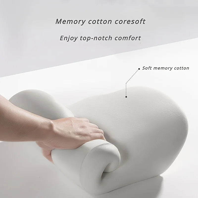 Memory Foam Seat Cushion 2-in-1 Lumbar Pillow Office Car Grey Black