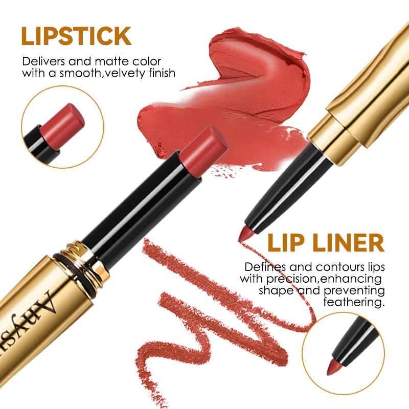 2-in-1 Double Headed Matte Lip Gloss Waterproof Smooth Apply Long Zpaxo