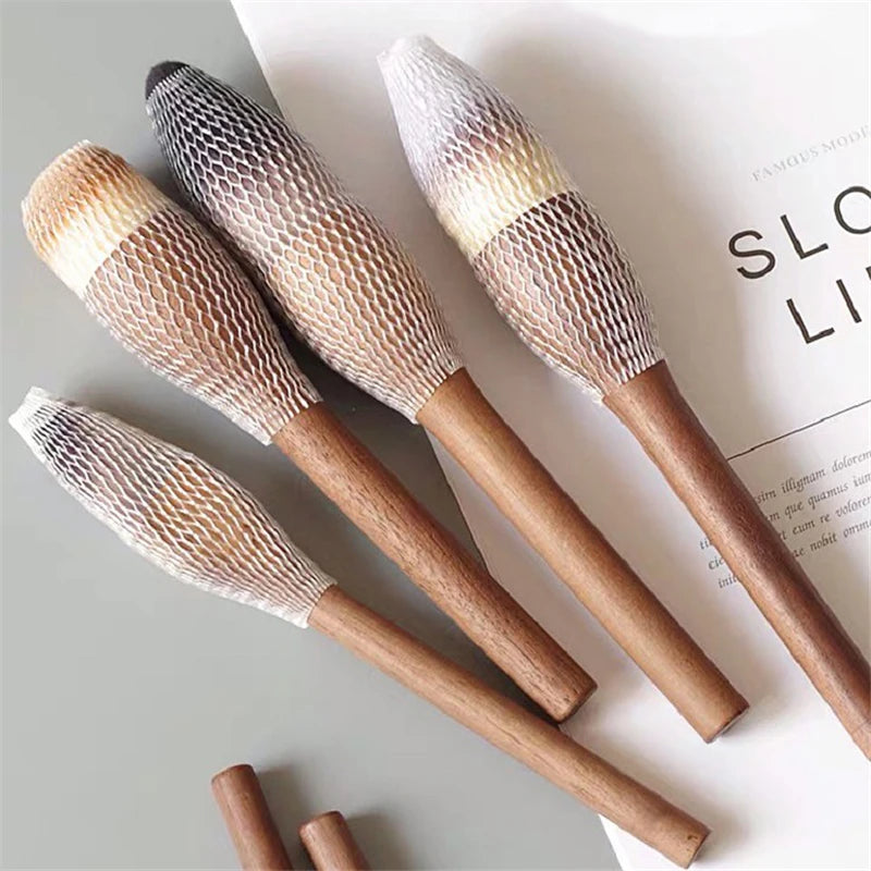 1 European Vintage Wood Handle Makeup Brush Walnut Loose Powder Blush