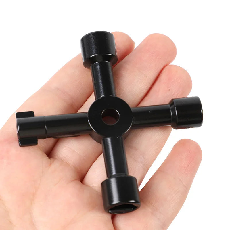 4 In 1 Multifunction Electrician Plumber Utility Cross Switch Wrench Square Triangle Wrench Tool for Elevator Gas Train Radiator Zpaxo