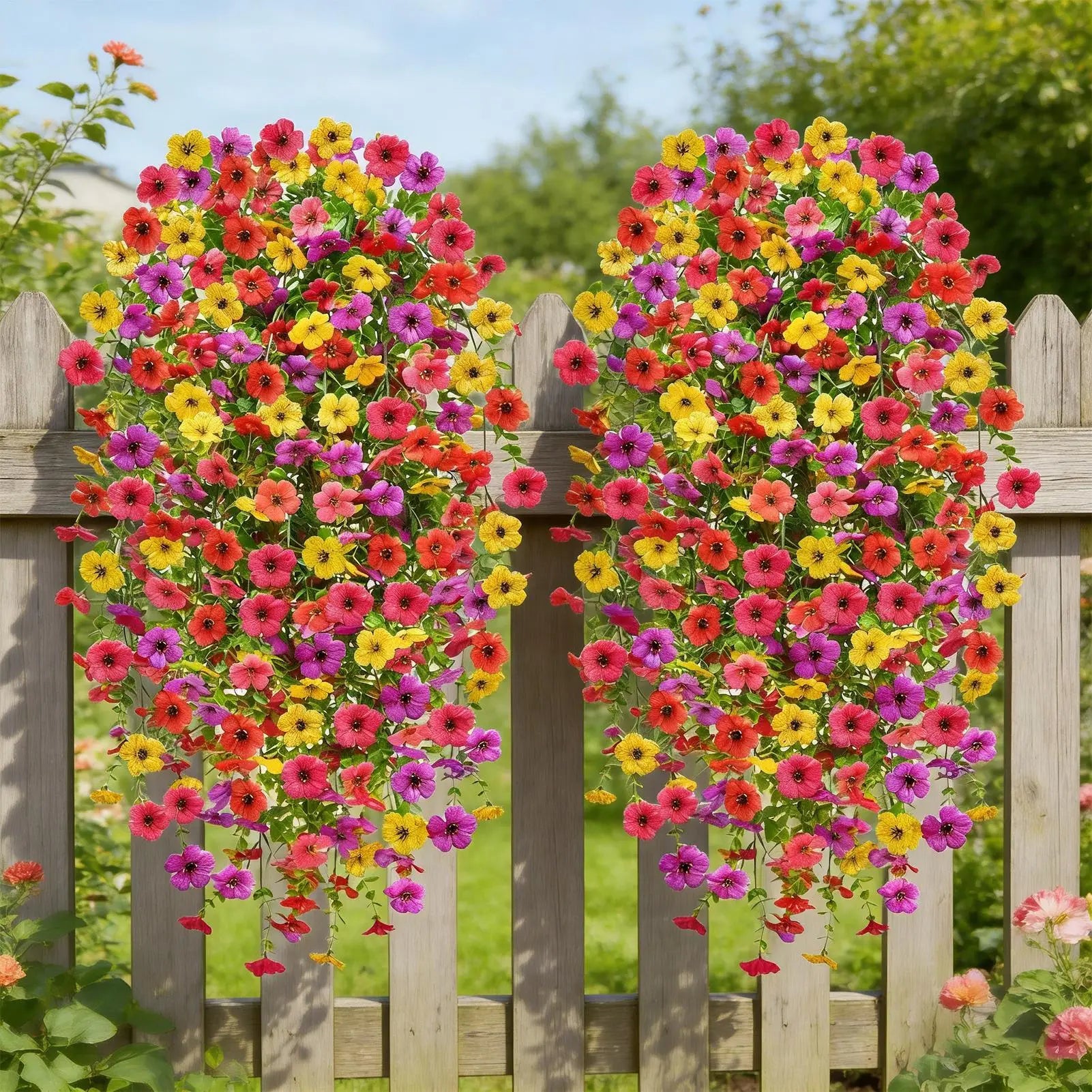 Artificial Hanger Flowers 2 UV Resistant Silk Plants Outdoor Spring