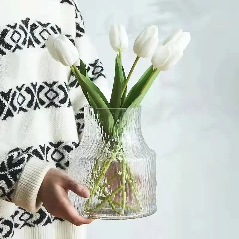 Nordic Retro Textured Glass Vase Bottle Flower Pot Hydroponic Tank