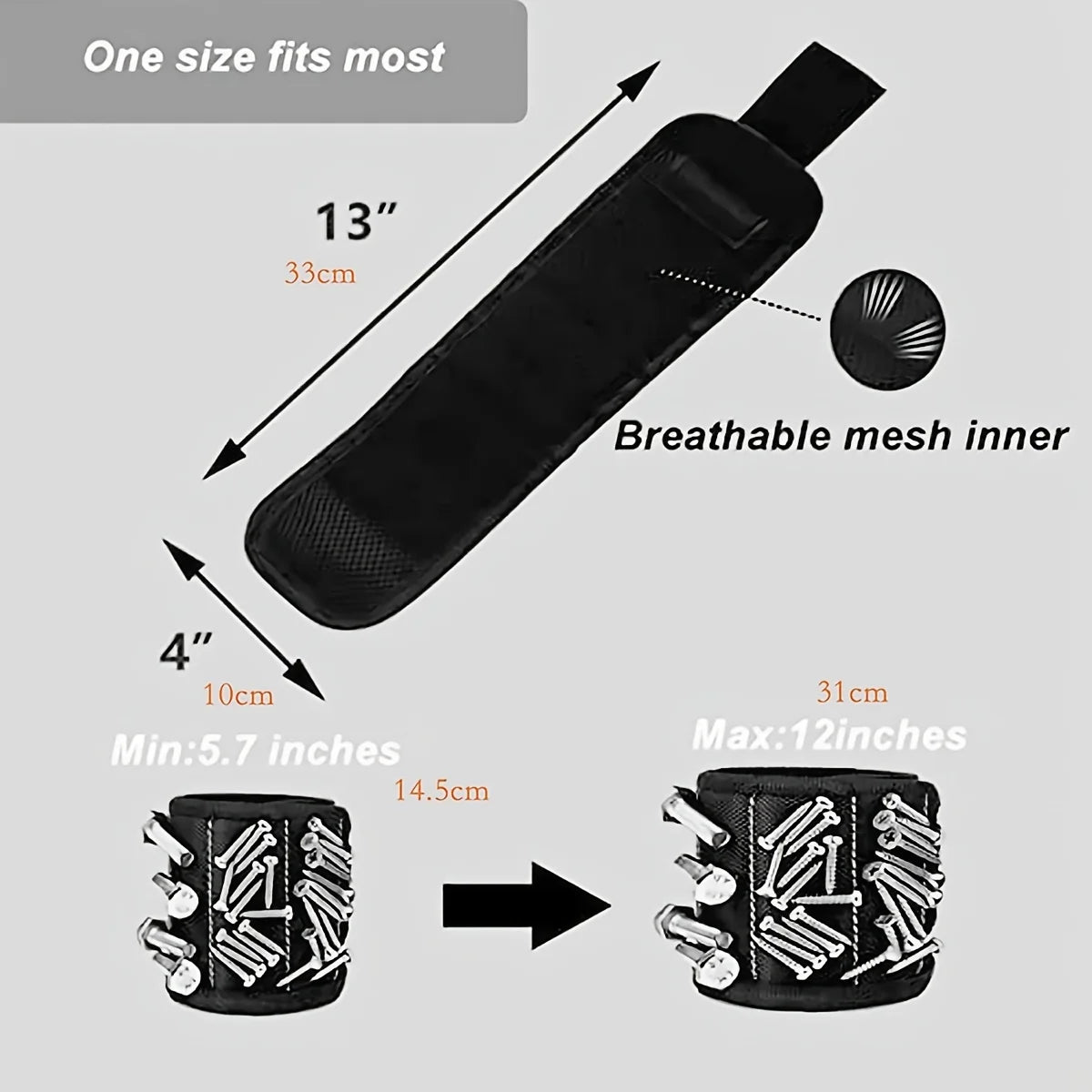 Magnetic Wristband Tool Holder – Adjustable for Screws & Drill Bits Magnetic Tool Wristband Zpaxo