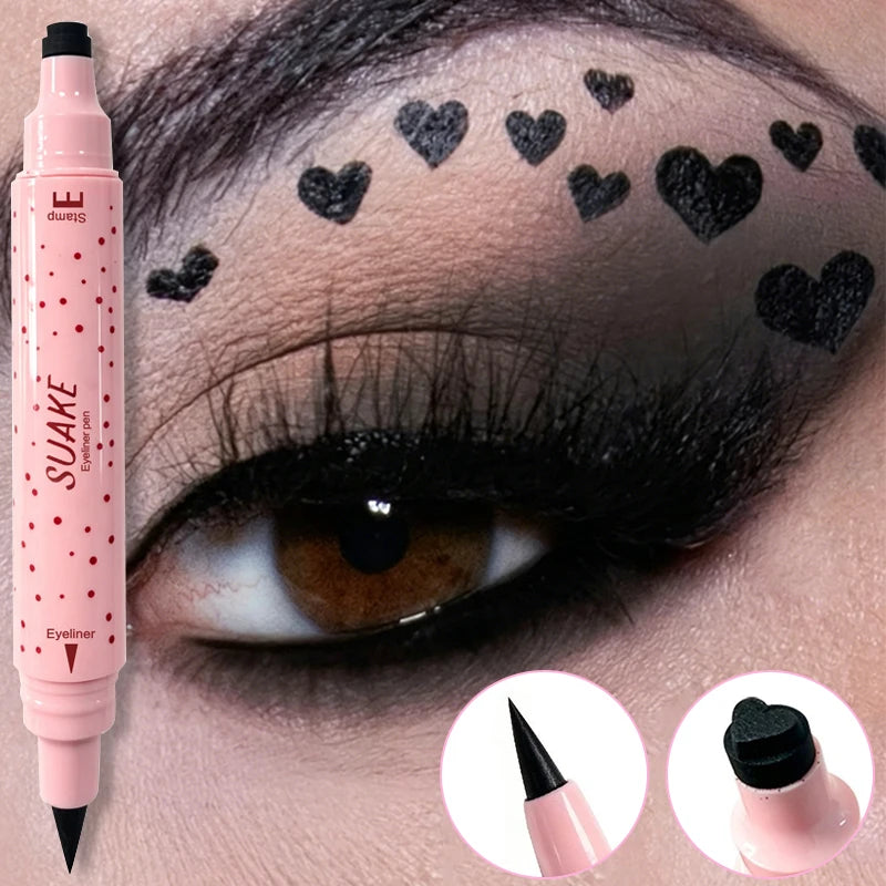 Waterproof Double-headed Liquid Eyeliner Pen Including Star/love/moon Pattern Lasting Quick Drying Suitable for Beginners Makeup Zpaxo