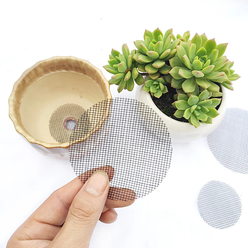50pcs For Pot Bottom Prevent Soil Loss Bonsai Flower Plant Gardening Tools Pot Hole Mesh Pad Grid Round Drainage Hole Screen Zpaxo