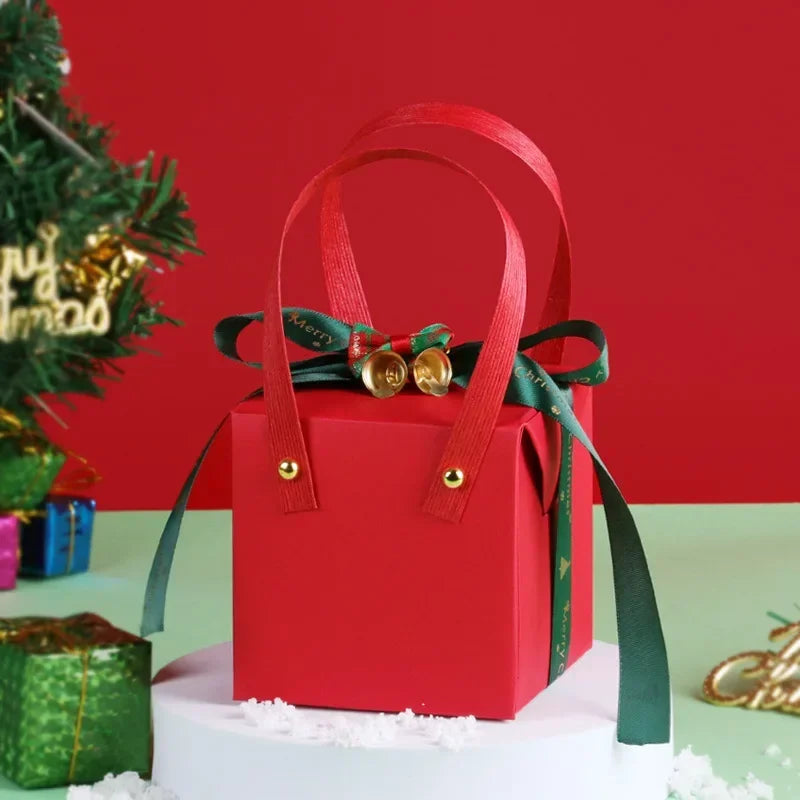 Christmas Apple Gift Box with Ribbon – Holiday Fruit Gift Wrap