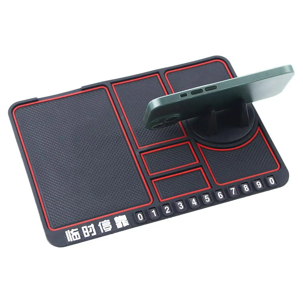Parking Car Interior Anti-skid Pad 4-in-1 Number Card Auto Phone Zpaxo