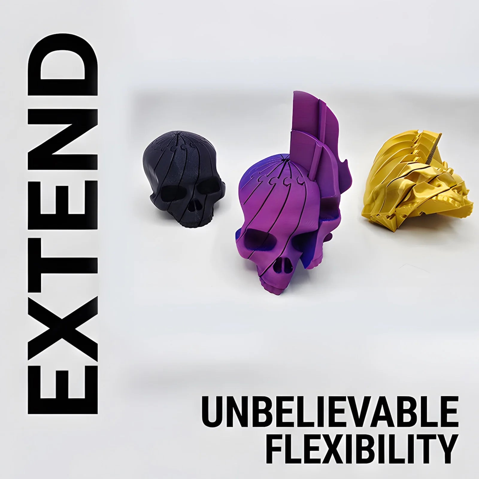 3D Printed Articulated Skull Fidget Toy Flexible Extendable Skeleton