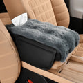 Plush Car Armrest Box Mat Three-in-one Interior Decor Central Elbow Booster Pad Multi-Functional Design Storage Pocket Zpaxo Grey