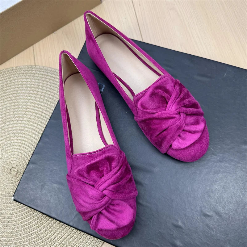 Flat Shoes for Women French Women's Shoes Spring and Autumn 2025 New Round Toe Butterfly Bow Plus Size Women's Shoes Zpaxo