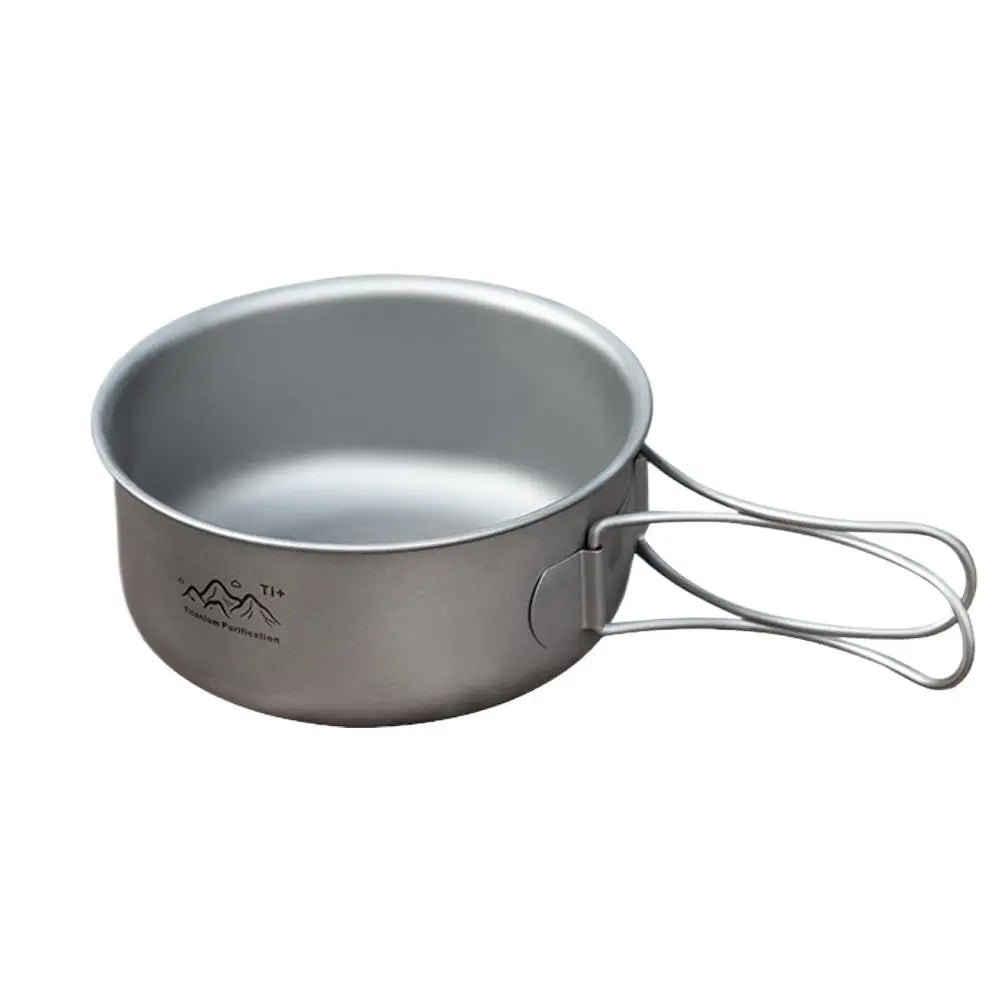 Titanium Camping Pot Folding Bail Handle Portable Cookware For Backpacking Hiking Outdoor Cooking Solo Stove Picnic Zpaxo Silvery