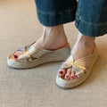 Casual Wedge Women's Slippers Mid Heels Elegant Fashion Thick Soled Zpaxo Gold 35
