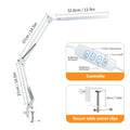 Eye-Caring LED Folding Metal Desk Lamp 3 Colors Adjustable 10 Brightness Levels Flexible Rotating Lamp Head for Home Reading PC Zpaxo 1-Head Folding White