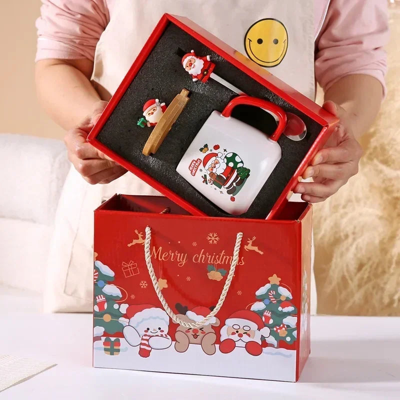 Festive Christmas Xmas Theme Ceramic Mug Cup Lid Spoon 2025 Box