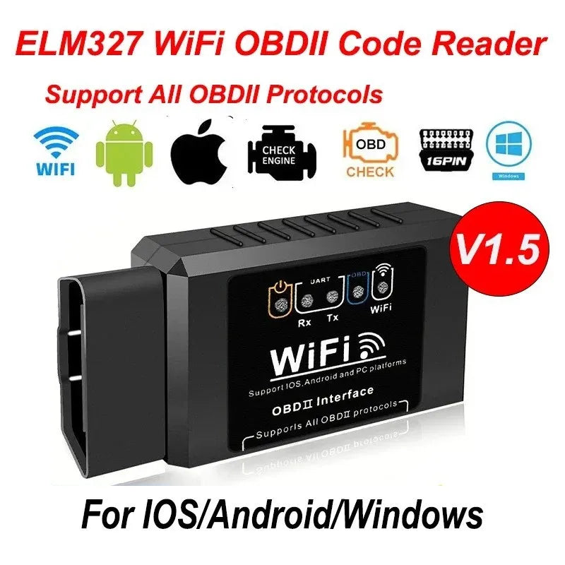WiFi ELM327 V1.5 OBD2 Scanner – Works with iPhone & Android