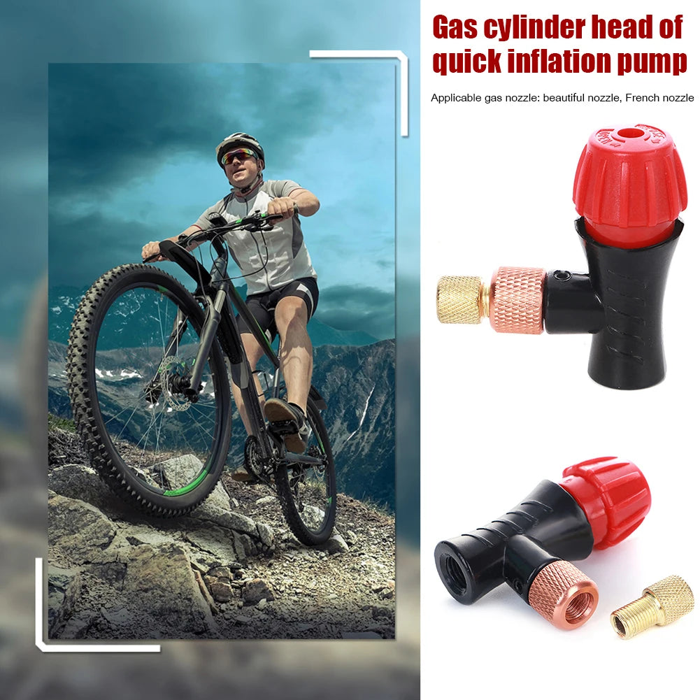 Bike Tyre Inflator Head Mini Hand Pump Air Bicycle CO2 Bottle Valve