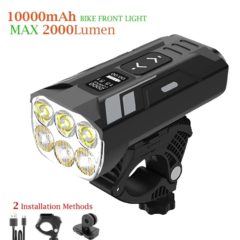 Bike Light 2000 Lumens 6LED Super Bright Bike Lights for Night Riding,Waterproof Front Headlight Rechargeable Bike Taillights Zpaxo