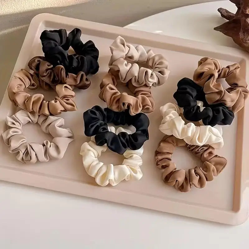 4pcs Vintage Silk Scrunchies – High Elasticity, for Home, Outdoor, Travel & Occasion, Chic Hair Tie Zpaxo