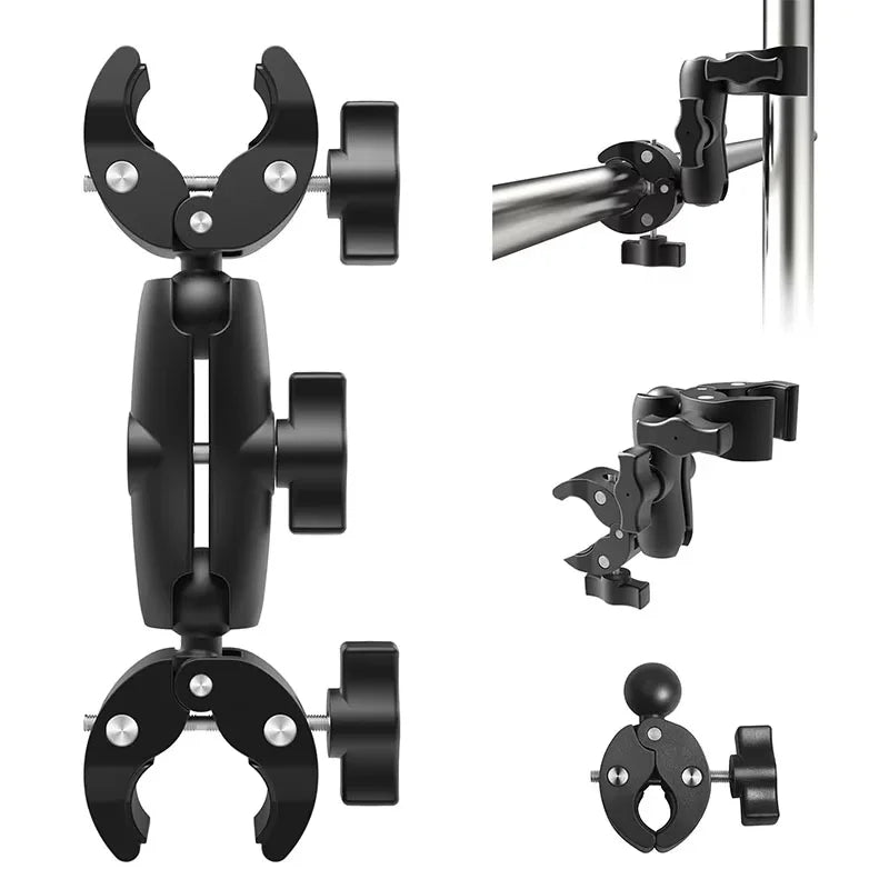 Double Clamp Camera Mount Arm Clip Crab Support Motorcycle Handlebar Zpaxo