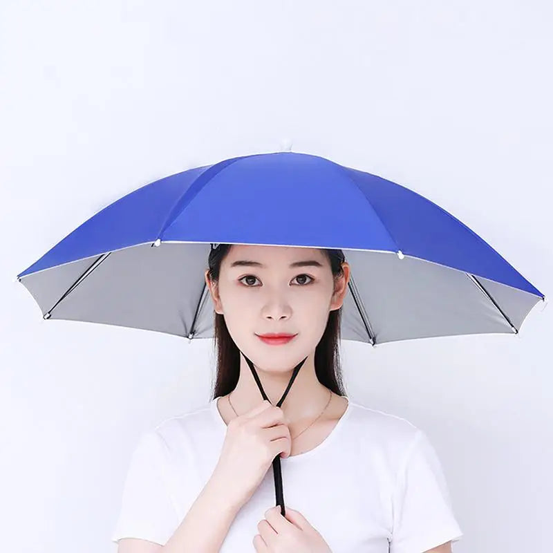 ▶1Pcs Head-mounted Umbrella Foldable Waterproof UV Protection Sun Rain Cap For Outdoor Fishing Camping Beach For Men Women Zpaxo A2