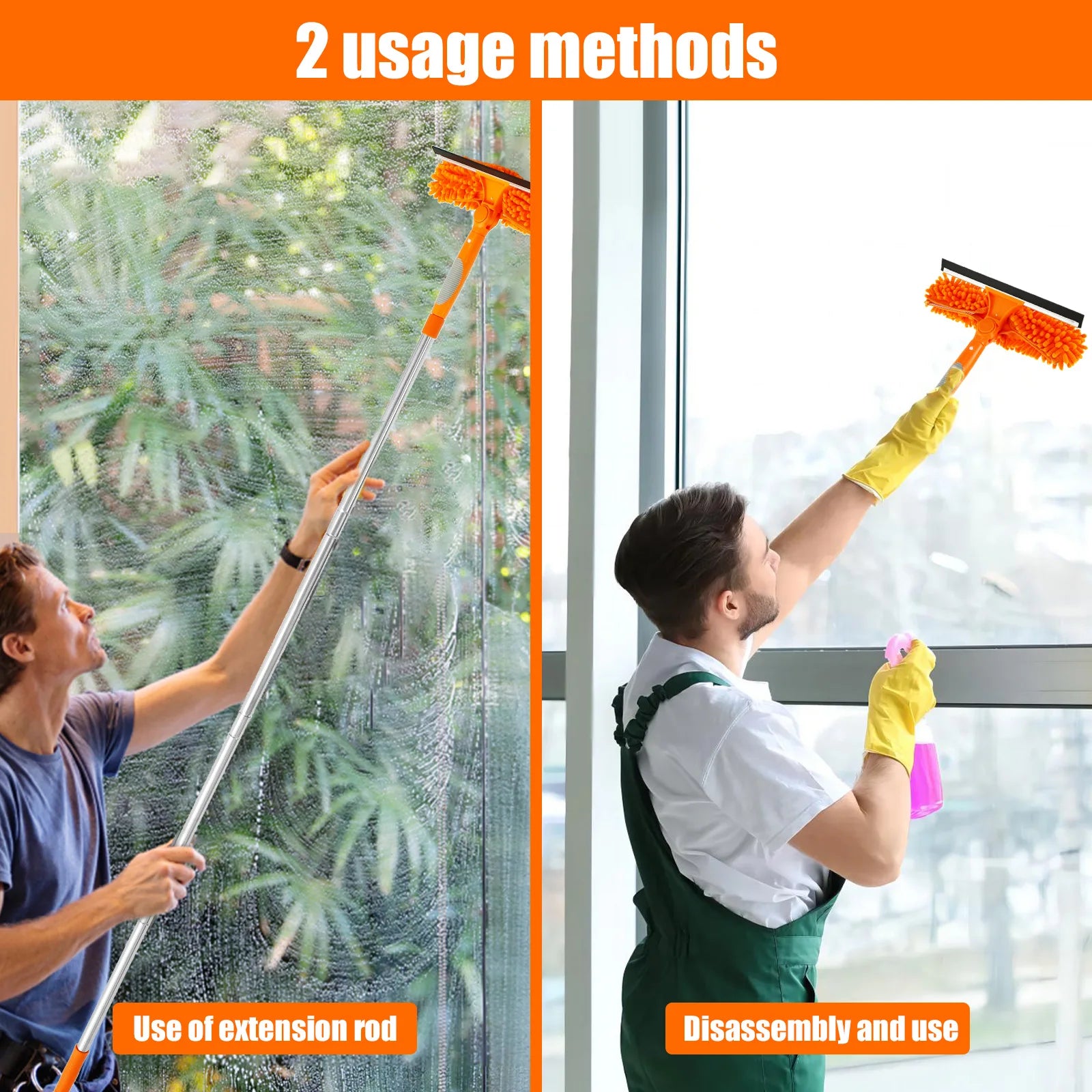 Professional Glass Cleaning kit Window Cleaning Squeegee Squeegee Window Extension Handle with 2 Pad For Walls & Ceilings Floor Zpaxo