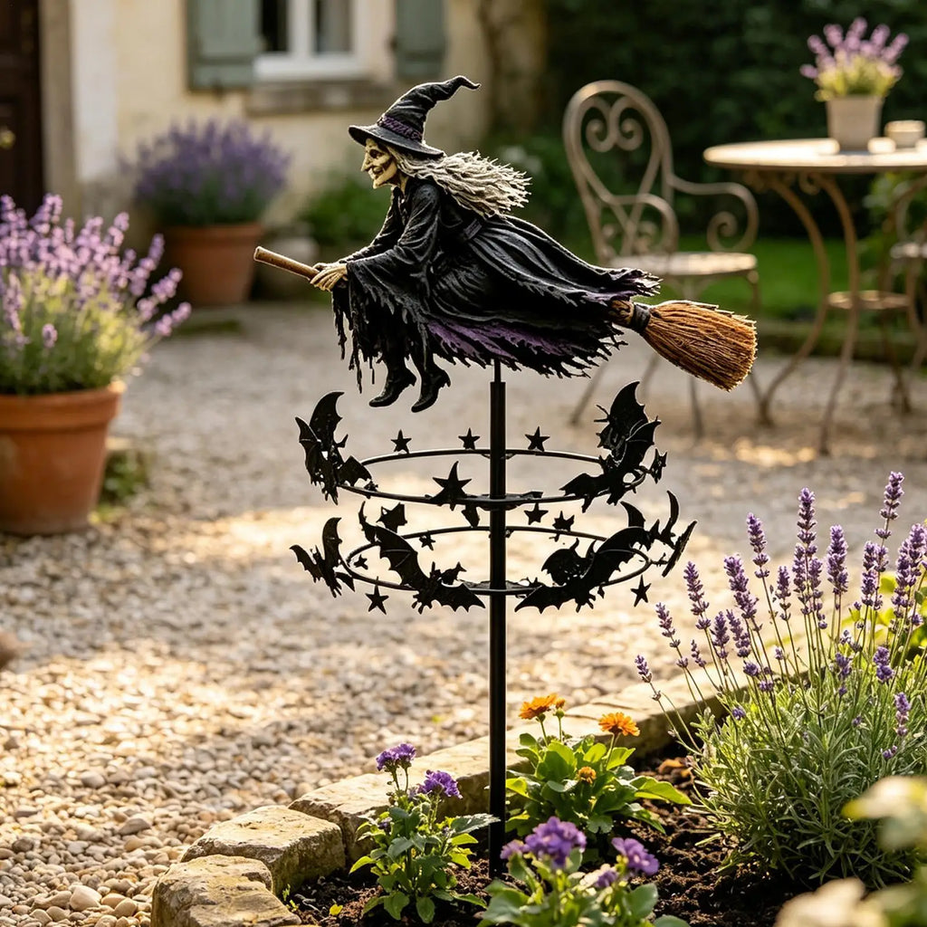 Witch Garden Wind Spinner Bats Design Decorative Pinwheels Yard
