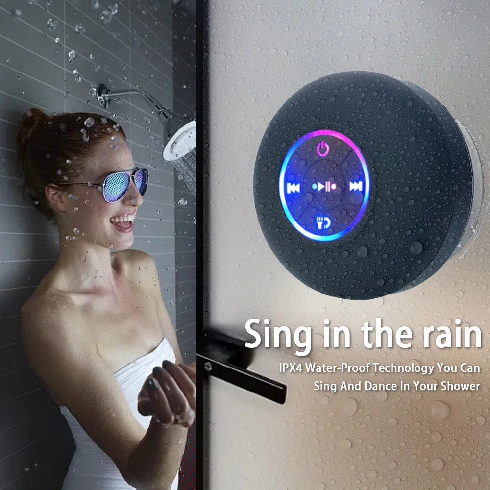 Portable Wireless Bluetooth Speaker LED IPX4 Waterproof Loudspeaker Outdoor Bathroom Large Suction Cup Mini Stereo Sound Box Zpaxo