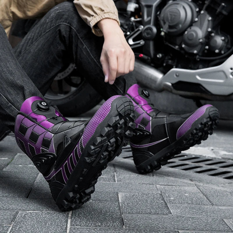 Lexsan Motorcycle Boots Men Leather Motos Breathable Anti Slip