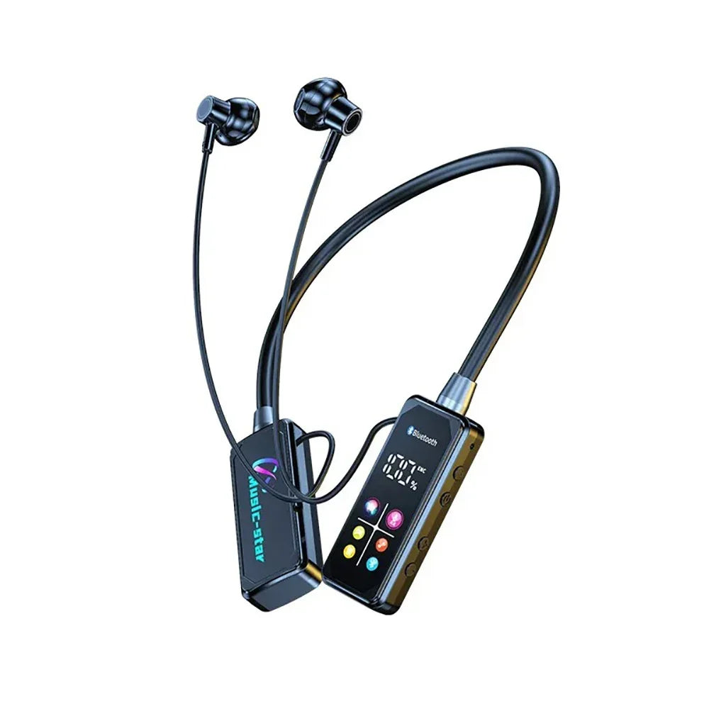 KEBIDUMEI Bluetooth 5 4 Earphones Neckband Headphones Screen Wireless Zpaxo Black