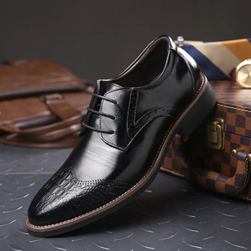 Mens Multi Croc Embossed Brogue Oxfords Classic Lace Up Formal Dress Zpaxo