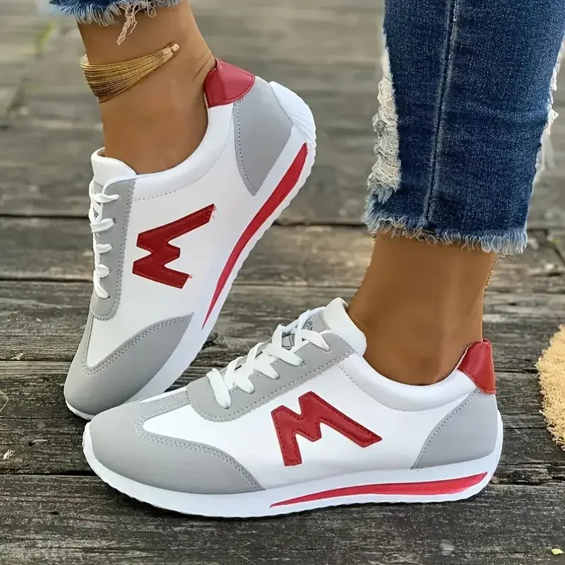 Women Sneakers Round Head Deep Mouth Sneakers Women Breathable Cross Lace Casual Sports Shoes Women Comfortable Tennis Sneakers Zpaxo Red 40