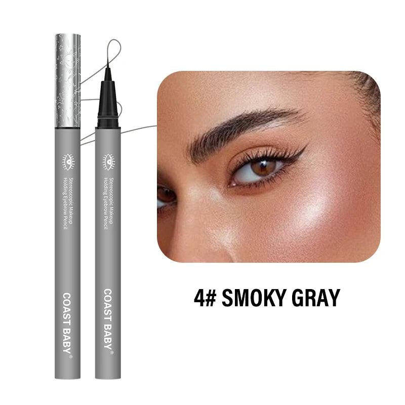 1/2PCS Long Lasting Sweatproof Waterproof Liquid Eyebrow Pencil Fine EyeLiner Pen Eyebrow Enhancers Eyebrow Brush Makeup Zpaxo 04 Smoke Gray-1Pc