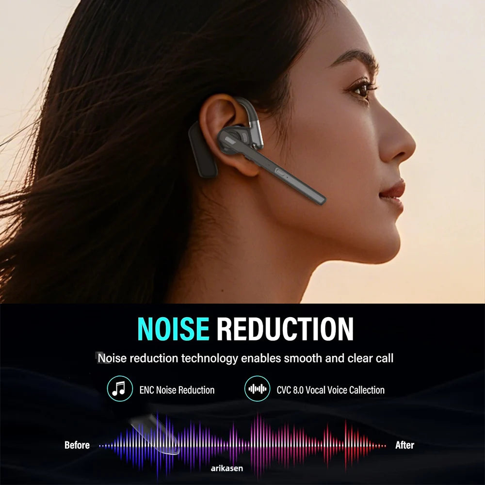 Bluetooth Headset V6 0 Wireless Dual Noise-canceling Microphones