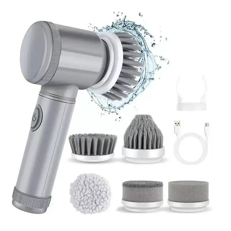 Electric Spin Scrubber Cordless 5 Replaceable Brush Heads Cleaning
