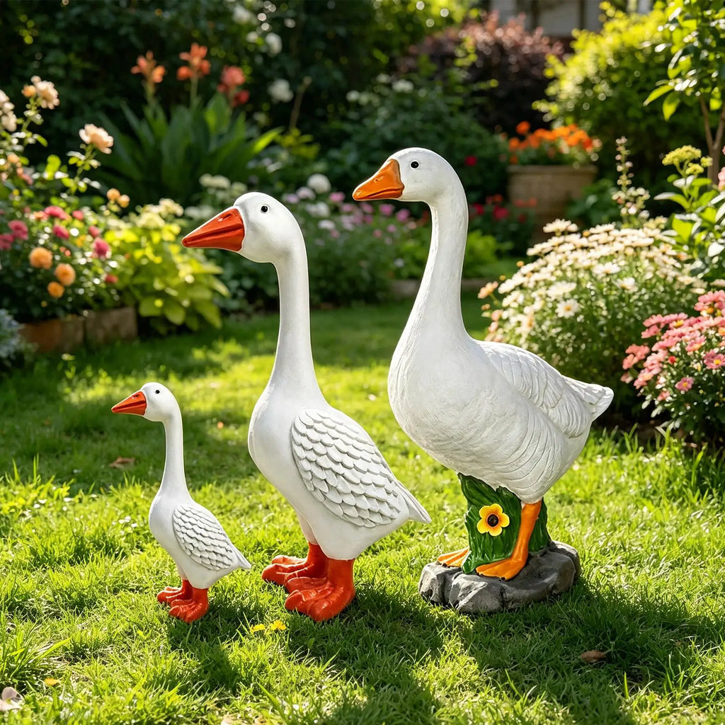 Large Realistic Goose Statue Resin All-weather Cement Texture Lawn