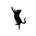 Black Cat Silhouette Garden Decorative Ground Plug Metal Handmade