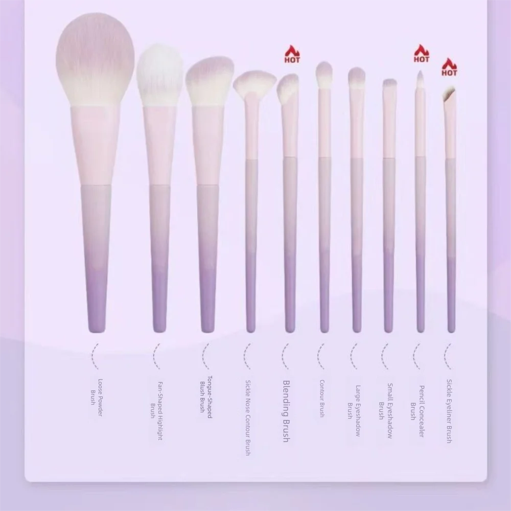 Durable Soft Makeup Brush Synthetic Hair Easy Clean Eye Shadow Edge Zpaxo 10Pcs