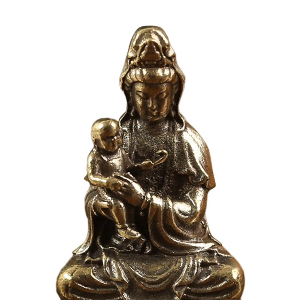 Avalokitesvara Statue Goddess of Mercy Figurine Holding A Kid Chinese Feng Shui Gift,Buddhist Guanyin Statue for Living Room Zpaxo