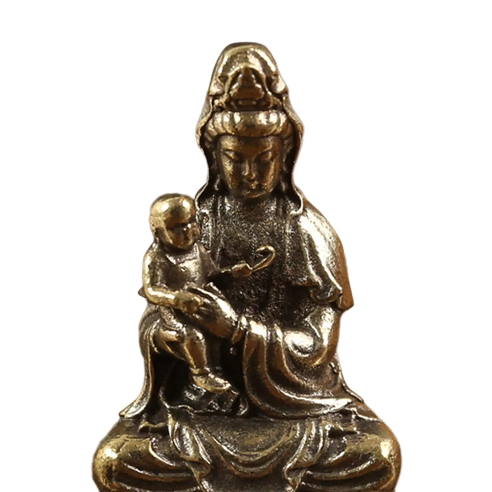 Avalokitesvara Statue Goddess of Mercy Figurine Holding A Kid Chinese Feng Shui Gift,Buddhist Guanyin Statue for Living Room Zpaxo