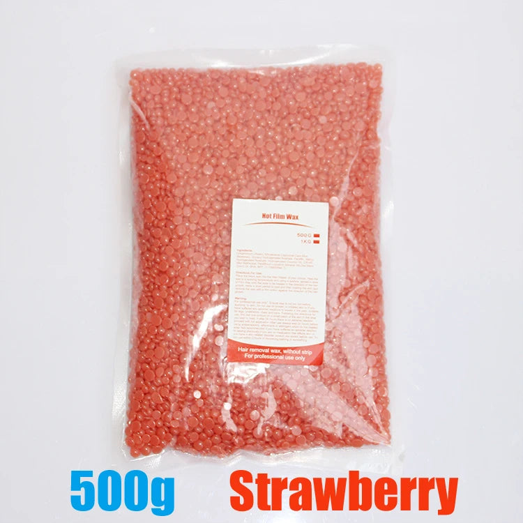 Hard Wax Beans Hair Removal – 500g/300g/50g Unisex Depilatory Wax Beans Zpaxo 500g-Strawberry