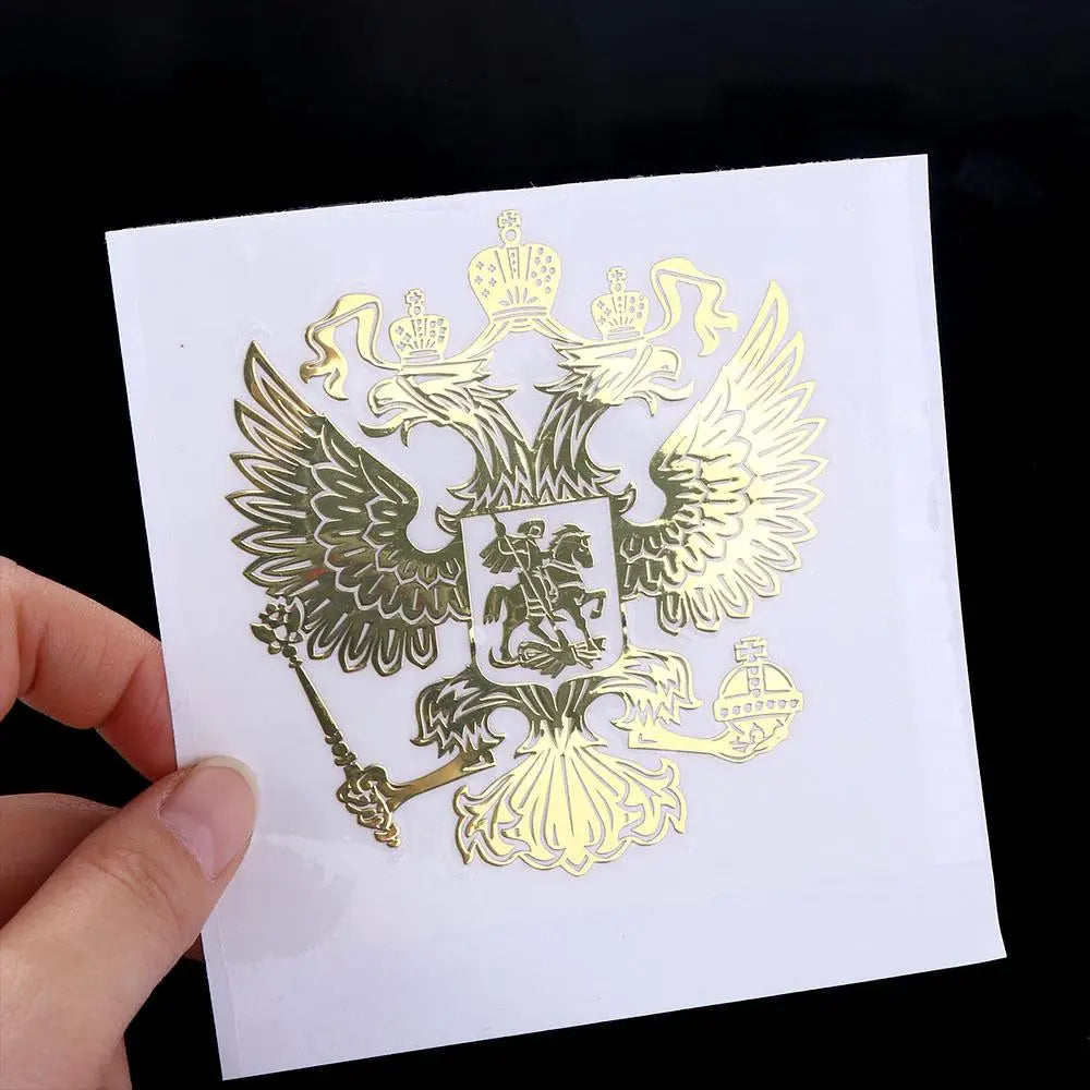 Gold Sliver Russian Eagle Metal Stickers Nickel Coat Arms 3D Car Zpaxo