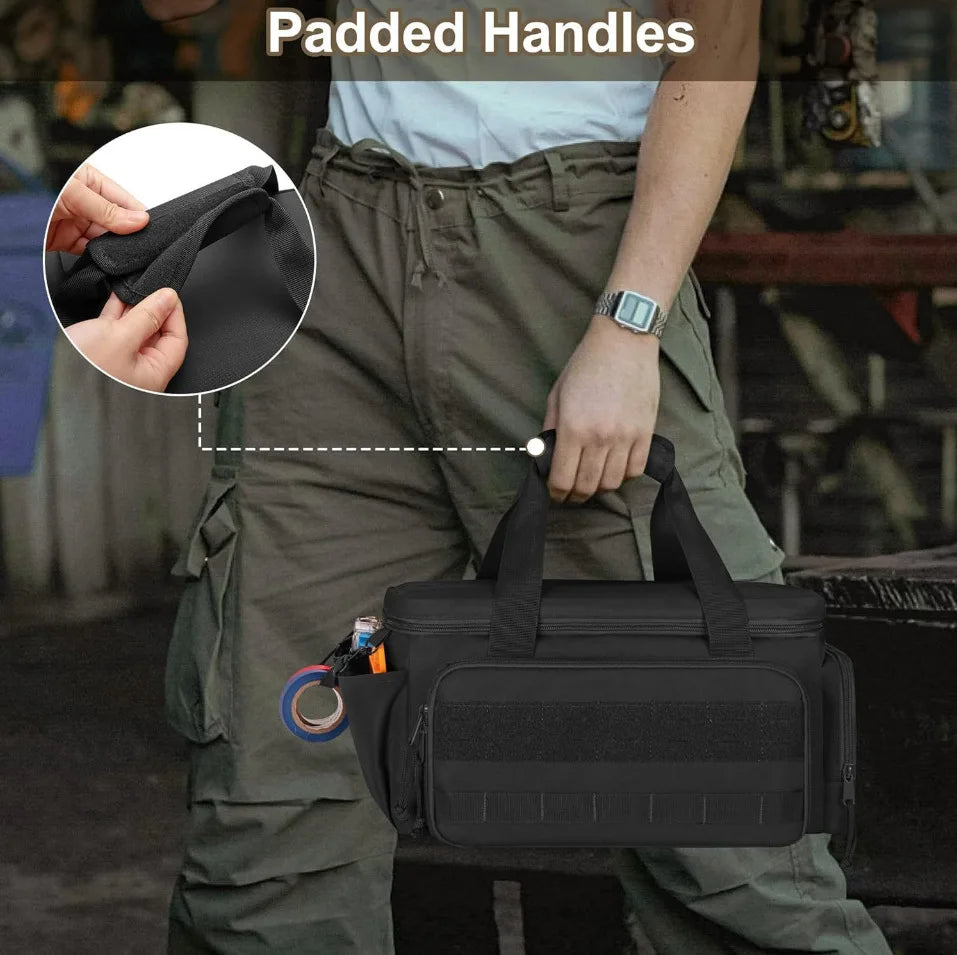 14" Heavy Duty Tactical Tool Bag Non-Slip Base Multipurpose Work Organizer for Handyman,Carpenter,Durable Portable Tool Storage Zpaxo